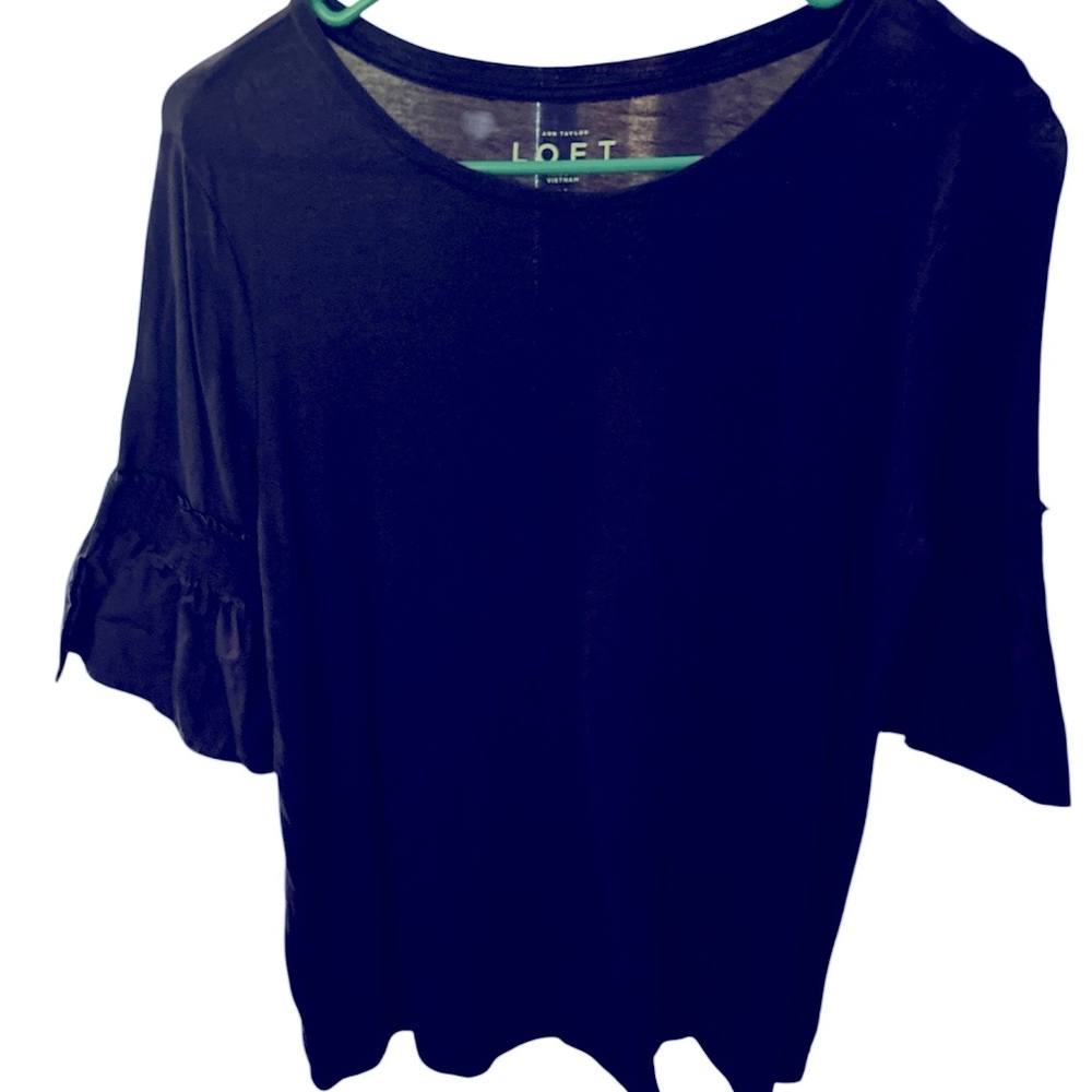 LOFT Dark Purple Ruffled 3/4 Sleeve Blouse PTP 19,5 L26